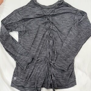 Lululemon long sleeve Heather grey tie back shirt